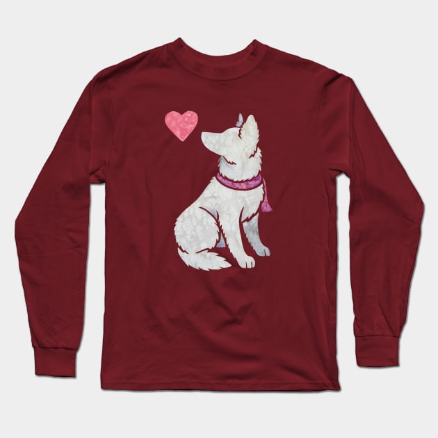 White Shepherd watercolour Long Sleeve T-Shirt by animalartbyjess